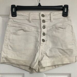 American eagle button fly stretch‎ cream cuffed jean shorts women’s size 0